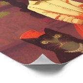 Braunes Mädchen und Katzenroboter Orangenrock Poster (Ecke)