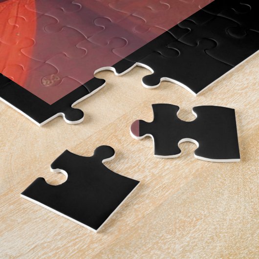 Braunes Mädchen und Katzenroboter Orangenrock Puzzle (Seite)