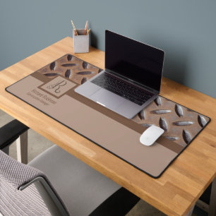 Braunes Manhole Cover Muster, Monogramm Name & Tit Schreibtischunterlage