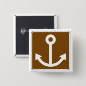 Braunes Marina-Schild mit nautischem Ankersymbol Button (Vorne & Hinten)