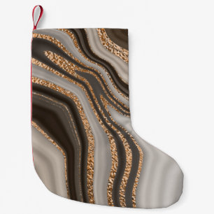 Braunes Marmor Gold Vintage Design Kleiner Weihnachtsstrumpf
