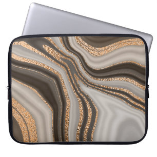 Braunes Marmor Gold Vintage Design Laptopschutzhülle