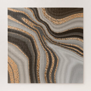 Braunes Marmor Gold Vintage Design Puzzle