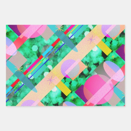 Braunes Marmorpapier, grüne Paisley Pearl, Chiron Geschenkpapier Set (Vorderseite 3)