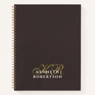 Braunes Monogramm Gold Creme Minimalistisch Elegan Notizblock