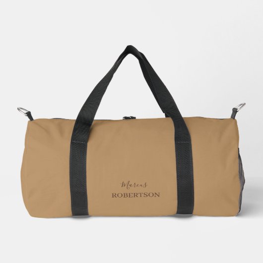 Braunes Monogramm Kalligrafie minimalist professio Duffle Bag (Vorderseite)