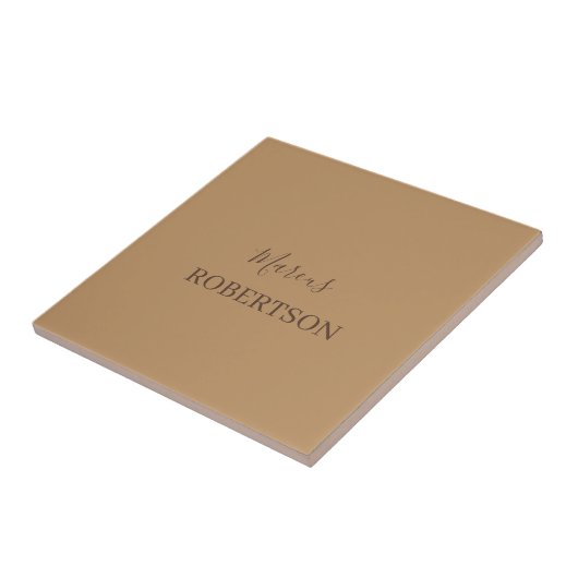 Braunes Monogramm Kalligrafie minimalist professio Fliese (Seite)