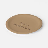 Braunes Monogramm Kalligrafie minimalist professio Pappteller (Schrägansicht)