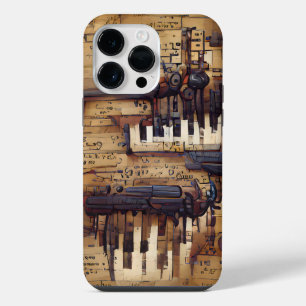 BRAUNES MUSIKALISCHES STEAMPUNK-THEMA iPhone 14 PRO MAX HÜLLE