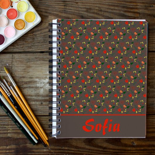 Braunes Muster Blumenmohn Wildblumen Planer