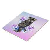 Braunes Owl Purple Blumen Fliese (Seite)