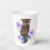 Braunes Owl Purple Blumen Pappbecher (Rückseite)