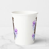 Braunes Owl Purple Blumen Pappbecher (Rechts)