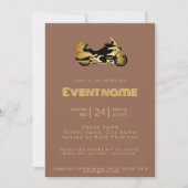 Braunes Party zum Thema Motorcy Einladung (Vorderseite)
