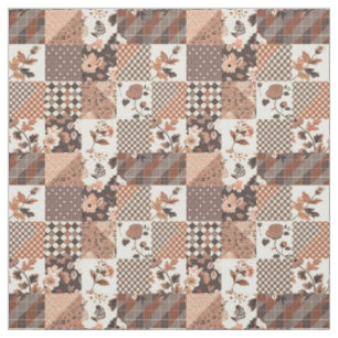 Braunes Patchwork-Quilt im Vintage-Look für Cottag Stoff