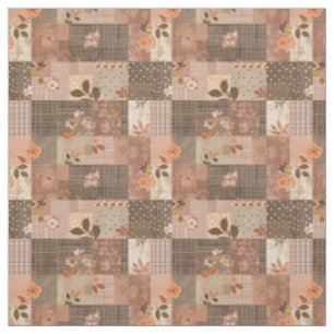 Braunes Patchwork-Quilt im Vintage-Look für Cottag Stoff