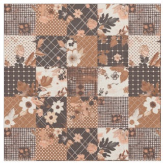 Braunes Patchwork-Quilt im Vintage-Look für Cottag Stoff