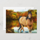braunes Pferd, Blume, Baum Postkarte (Vorne/Hinten)