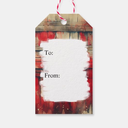 Braunes Pferd, Bogen und Hörnchen Rustikale Weihna Geschenkanhänger (Rückseite)