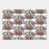Braunes Pferd, Bogen und Hörnchen Rustikale Weihna Geschenkpapier Set (Vorderseite 2)