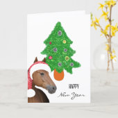 Braunes Pferd für Neujahr Karte (Gelbe Blume)