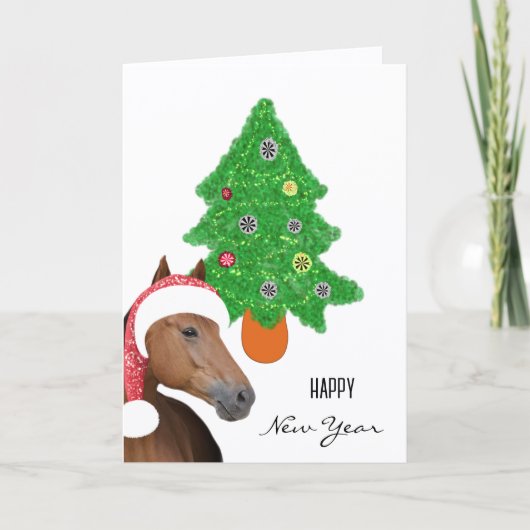 Braunes Pferd für Neujahr Karte (Vorderseite)