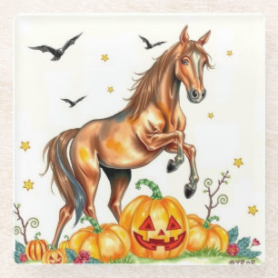 Braunes Pferd Halloween  Glasuntersetzer