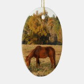 Braunes Pferd im Gelbbaumfeld Keramikornament (Rechts)