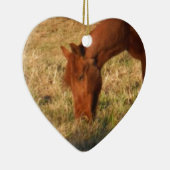 Braunes Pferd im Gelbbaumfeld Keramikornament (Rechts)