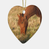Braunes Pferd im Gelbbaumfeld Keramikornament (Links)