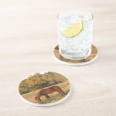 Braunes Pferd im Gelbbaumfeld Untersetzer (Seite)