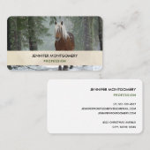 Braunes Pferd im Winterwald mit Schneefall Visitenkarte (Vorne/Hinten)