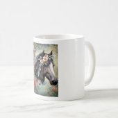 Braunes Pferd in Blumen. Kaffeetasse (VorderseiteRechts)