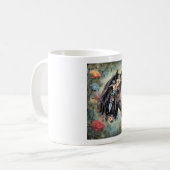Braunes Pferd in Blumen. Kaffeetasse (Vorderseite Links)