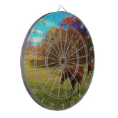 Braunes Pferd in einem Rainbow-farbenen Feld Dartscheibe (Vorderseite Links)