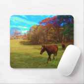 Braunes Pferd in einem Rainbow-farbenen Feld Mousepad (Mit Mouse)