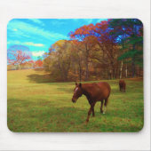 Braunes Pferd in einem Rainbow-farbenen Feld Mousepad (Vorne)
