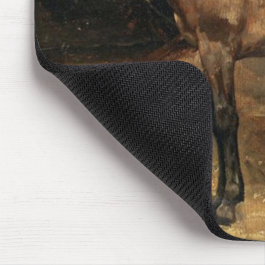 Braunes Pferd in Stallungen Mousepad (Ecke)