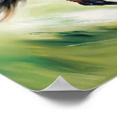 Braunes Pferd läuft über eine Wiese Poster (Ecke)