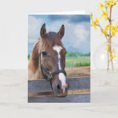 Braunes Pferd mit Bridle Note oder Grußkarte Karte (Gelbe Blume)