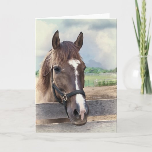 Braunes Pferd mit Bridle Note oder Grußkarte Karte (Vorderseite)