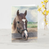 Braunes Pferd mit Bridle Note oder Grußkarte Karte (Gelbe Blume)