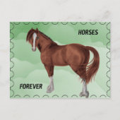 Braunes Pferd mit Briefmarke Postkarte (Vorderseite)