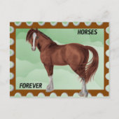 Braunes Pferd mit grünem Hintergrund Postkarte (Vorderseite)