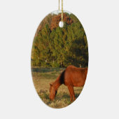 Braunes Pferd mit Pinienbäumen Keramikornament (Rechts)