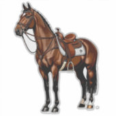 Braunes Pferd mit Sattel Aufkleber (Vorderseite)