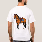 Braunes Pferd mit Sattel T-Shirt (Rückseite)