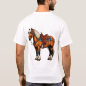 Braunes Pferd mit Sattel T-Shirt (Rückseite)