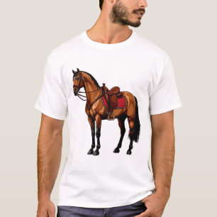 Braunes Pferd mit Sattel T-Shirt