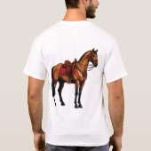 Braunes Pferd mit Sattel T-Shirt (Rückseite)